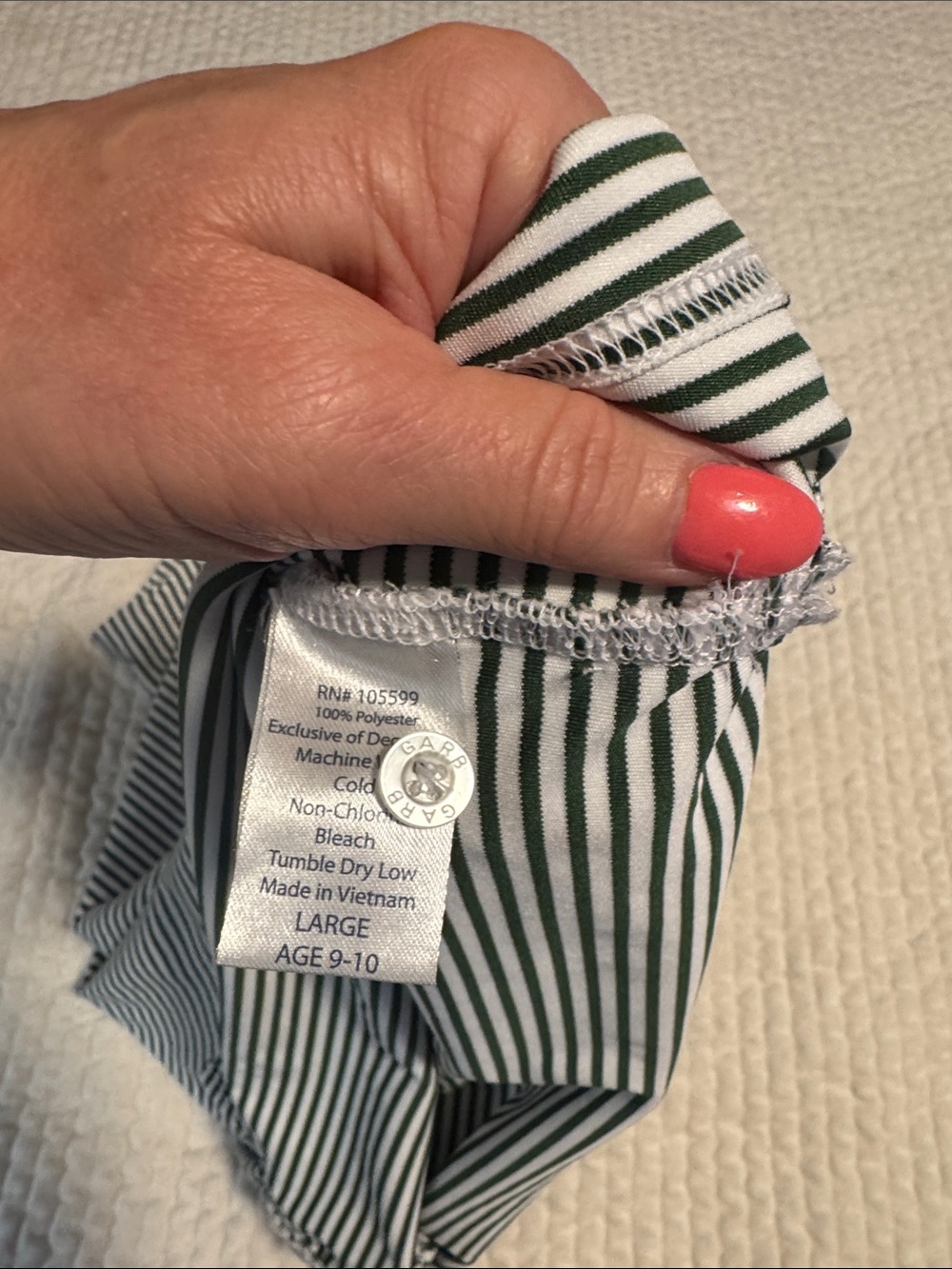 Pinehurst Striped Polo Shirt - Green & White - Picture 7 of 7